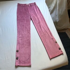 ANIM pink velvet suede button detail straight leg pants
